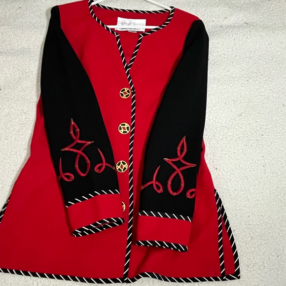 Richard Warren Jackets & Blazers - Vintage Red and Black Embroidered Blazer
